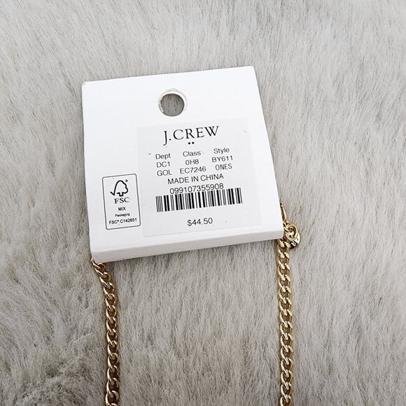 NEW J. Crew Hammered Gold T-Bar Pendant Necklace Double Strand - Picture 6 of 8
